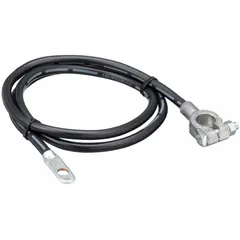 This GROTE top start cable features a 4-gauge wire, 48-inch length, black insulation, and bolt termination. Rated for 60VDC maximum voltage, it is used for battery connections in industrial equipment, material handling, and vehicle electrical systems requiring a secure bolt-type termination.