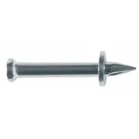 Fixed nail-drive anchor made of steel with a flat head. Overall length 1-1/4 in. Suitable for permanent fastening into concrete, masonry, or steel. Commonly used for securing electrical boxes, conduit straps, and mechanical equipment. Supplied in a 100-pack