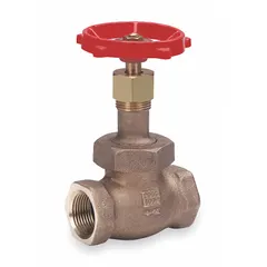This bronze globe valve features a Z-body design with female threaded connections and a rising stem. It is suited for general-service flow control applications in piping systems handling compatible media. The 3/4-inch pipe size makes it appropriate for moderate flow regulation and shut-off duties.