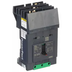 3-pole molded case circuit breaker rated 25 A, 525V AC, with a maximum interrupting rating of 100kA at 240V AC. Features fixed instantaneous trip, ABC phase connection, and I-Line ON End terminal connection. Suitable for overload and short-circuit protection in power distribution, motor control centers, and switchboards.