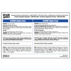 Secondary container label for identifying bottles containing Extreme Simple Green cleaning solution. Measures 6 inches wide, sold in a 10-pack. Suitable for use in industrial facilities, maintenance shops, and janitorial operations requiring clear labeling of chemical containers.
