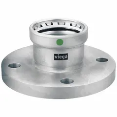 This press flange is designed for joining stainless steel pipe in potable water systems. It features a press-fit connection with EPDM sealing and is rated for a maximum operating pressure of 200 psi. Suitable for use in water supply and distribution applications.