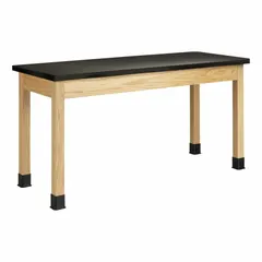 This fixed-height lab table features an epoxy countertop that resists chemicals and moisture, suitable for wet-lab environments. With a 30-inch height and 5-foot length, it supports general bench work, testing, and analysis in laboratory settings. Load capacity is 500 lb.