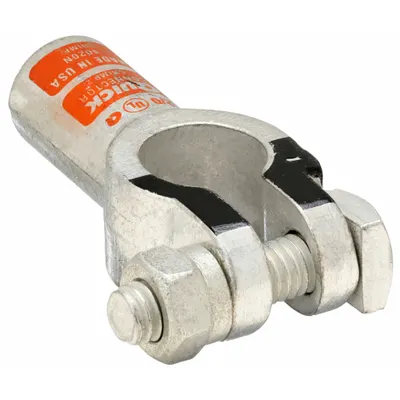 QUICKCABLE Battery Terminal: Straight, Crimp, 2/0 ga, Orange Color, Negative - Straight Alignment