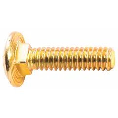 Carriage bolt used to secure components on compatible outdoor power equipment. Commonly employed in engine replacement and general maintenance tasks for lawn and garden machinery.