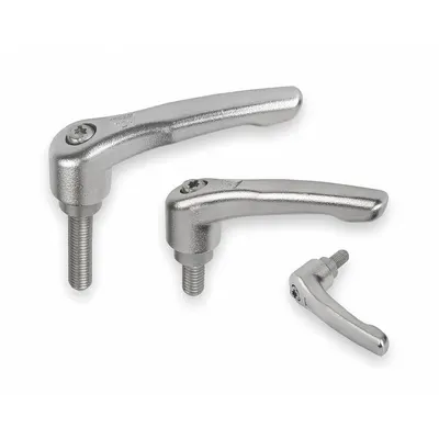 KIPP Adjustable Handle: SS, M10 Thread, 60 mm Thread Lg - Corrosion-Resistant Teardrop-Style Adjustable Handles with Threaded Stud