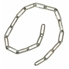 Carbon steel welded straight-link tailgate chain with a 4 in trade size. Rated working load limit of 205 lb. Used for securing loads on trucks and trailers in light-duty tie-down applications.