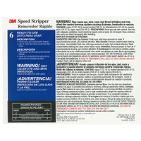 Secondary container label for identifying 3M Speed Stripper Read-to-Use 6. Measures 8 1/2 inches wide. Supplied in a 12-pack. Used for clear labeling of secondary containers in industrial and facility maintenance environments