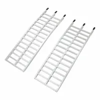This non-folding aluminum ramp is designed for loading UTVs into trucks or trailers. With a 65-inch overall length, it supports heavy equipment access in industrial, agricultural, and off-road applications