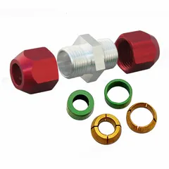 SAE line splice straight reducer for connecting and reducing line sizes in pneumatic or fluid systems. Used in fleet vehicle maintenance for air brake lines, fuel systems, or hydraulic circuits on trucks, trailers, and heavy equipment.