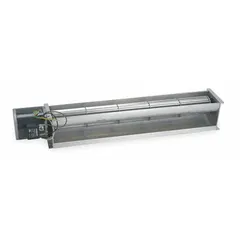 OEM crossflow blower with 2 3/8 in wheel diameter and direct-drive operation. Powered by a 1/40 hp, 115V AC, single-phase open dripproof motor with open motor housing. Suitable for use in HVAC systems, ovens, and drying cabinets requiring compact air movement.