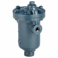 Cast iron, in-line, horizontal-mount steam trap with 3/4 in FNPT connections. Rated for maximum pressure of 250 psi and maximum capacity of 3,800 lb/hr. Automatically drains condensate from steam lines while preventing steam loss. Strainer not included.