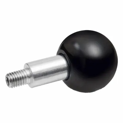 JW WINCO Revolving Ball Knobs: Ball, Plastic w/ Steel Thread, 1/2"-13 Thread - Revolving Ball Knobs with Threaded Stud