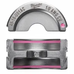 U Style die set for crimping 1/0 AWG conductors. Designed for use with MILWAUKEE tool models 2679-20 and 49-16-U000. Suitable for electrical wire and cable crimping in industrial and commercial settings.