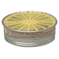 Threaded cartridge from the MSA Comfo Twin-Cartridge Series, color-coded yellow for Chlorine Dioxide (CD) protection. NIOSH-rated for use with MSA Comfo Classic, Ultra-Twin, Ultra Elite Twin, and Duo-Twin reusable respirators. Supplied in a 10-pack for industrial environments where chlorine dioxide gas is present