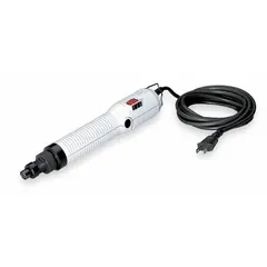 This corded production screwdriver features a 1/4 in drive and delivers a torque range of 4.4 to 16 in-lb. The Inline-Push start mode allows one-handed operation, suitable for repetitive fastening tasks in assembly-line environments.
