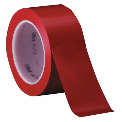 3M Floor Marking Tape: Gen Purpose, Solid, Red, 3 in x 108 ft, 5.2 mil Tape Thick - General Purpose Floor Marking Tape