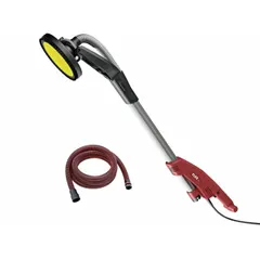 This corded drywall sander features a 9-inch disc with hook-and-loop pad for fast material removal. The 59-inch tool length provides extended reach, and the 120 V motor delivers consistent power. Designed for drywall finishing, it smooths joint compound and prepares surfaces for painting or texturing. Includes a vacuum hose for dust extraction.