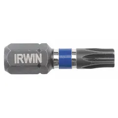 This IRWIN Torx Security Bit is designed for driving tamper-resistant Torx fasteners in impact-rated applications. It features a 1 in overall length and a 1/4 in hex shank, constructed from S2 steel for high-torque fastening tasks.