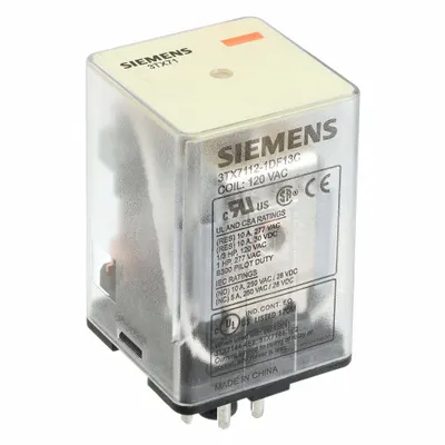 Siemens Plug-In Relay: Socket Mounted, 10 A Current Rating, 120V AC, DPDT - Socket-Mounted Relays