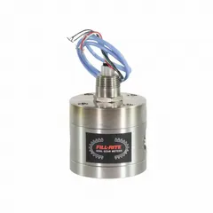Positive displacement flowmeter for fuel transfer pumps. 316 stainless steel housing. Accuracy +/-0.175%. Measures in gallons. No display. 3/4 inch connection size.