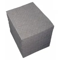 Polypropylene sorbent pad designed for absorption of industrial fluids such as oils, coolants, and water-based liquids. Perforated for easy tear-off to size. Each pad absorbs up to 19 oz. Suitable for maintenance, manufacturing, and facility spill response