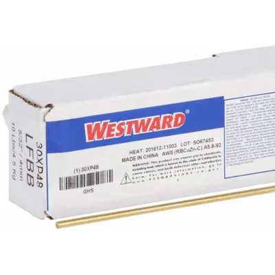 WESTWARD Low-Fuming Bronze Brazing Alloy, RBCuZn-C, 5/32 in x 36 in, Bare - Low-Fuming Bronze Brazing Alloys