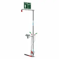 This floor-mount emergency shower with eyewash is constructed with a stainless steel bowl and stainless steel pipe. The uncovered design allows for immediate access in emergency decontamination situations. Suitable for industrial environments where workers may be exposed to hazardous substances
