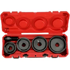 This knockout punch and die set is used to create clean holes in mild steel sheet metal up to 10 gauge thick. It produces a 4 in nominal hole size and is suitable for conduit installation in electrical panels and junction boxes.