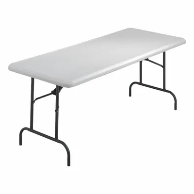 ICEBERG Folding Table: Rectangle Table Shape, Platinum Granite Tabletop, 30 in Dp - Standard Folding Tables