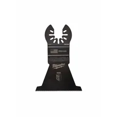 This steel blade is designed for fast cutting in wood. The open-back universal OIS mount fits most oscillating tools. Overall length is 3 11/16 inches. Suitable for plunge cuts and flush trimming in general construction and renovation tasks.