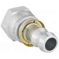 This steel barbed hydraulic hose fitting features a female NPSM thread connection on one end and a male hose barb on the other, designed for -12 dash size hoses with 3/4 in I.D. It is used in hydraulic systems to connect hoses to components such as pumps, valves, or cylinders