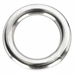 Welded ring made from 316 stainless steel with a working load limit of 1,980 lb. Designed for use with chain and rope in lifting, rigging, and load-securing applications where corrosion resistance is required.