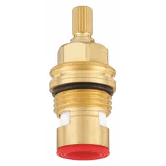 This brass disc faucet cartridge is designed for hot water use in Milwaukee Series fixtures. It features a ceramic disc mechanism and includes one cartridge. Suitable for controlling water flow in commercial or residential faucet applications.