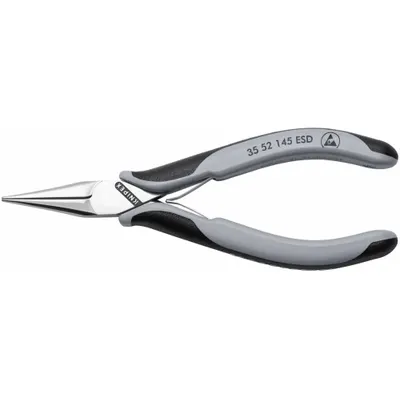 KNIPEX Electronic Pliers: ESD-Safe, 5 3/4 in Overall Lg, 1 3/8 in Jaw Lg, 1/8 in Tip Wd - Flat-Nose Pliers