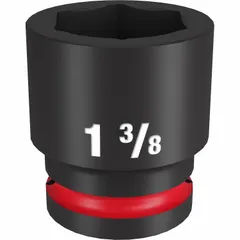 This 3/4" drive impact socket features a 1-3/8 in SAE hex size with a 6-point design for reduced fastener rounding. It is intended for use with impact wrenches in heavy-duty fastening tasks such as automotive repair, construction, and industrial maintenance. The black phosphate finish provides corrosion resistance.