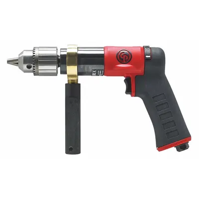 CHICAGO PNEUMATIC Air-Powered Drill: 1/2 in Chuck, Light Duty, 840 RPM, 0.5 hp, Keyed - Pistol-Grip Air-Powered Drills