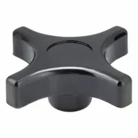 Thermoset 4-arm knob with threaded hole for manual adjustment and clamping on industrial machinery, jigs, and fixtures. 3 in diameter with 5/16"-18 thread provides secure grip and precise positioning