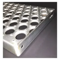 This steel stair tread features an open grip surface for slip-resistant footing. It is designed for use on industrial ladders and stairs in factories, warehouses, and maintenance areas where secure stepping is required