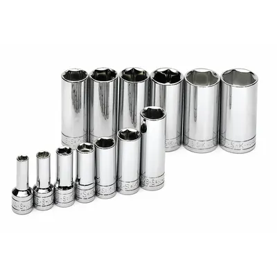 SK PROFESSIONAL TOOLS Socket Set: 3/8 in Drive, 13 Piece, 6-Point, SAE - SAE & Metric Socket Sets