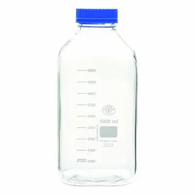 UNITED SCIENTIFIC SUPPLIES Glass Media Bottle, 5 L, GL-80, BSWM5000 - Glass Lab Media Bottles