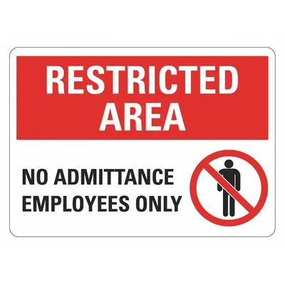 LYLE Reflective No Admittance Sign: Aluminum, Mounting Holes Sign Mounting - Restricted Area: No Admittance Employees Only Signs