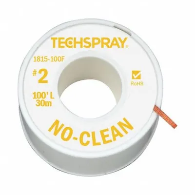 TECHSPRAY No-Clean Flux Desoldering Braid #2 - No-Clean Flux Desoldering Braids