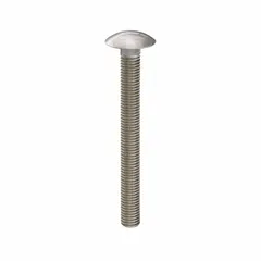 316 stainless steel square neck carriage bolt with 1/2"-13 thread size and 5-inch length, plain finish. The square neck prevents rotation during tightening, suitable for metal-to-wood or metal-to-metal assemblies in corrosive or marine environments.