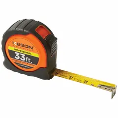 Engineers-scale tape measure with a 33 ft blade, nonmagnetic single hook tip, and high-visibility orange plastic body with rubberized grip. Features a finger brake and manual lock. Blade displays SAE/Engineers Scale and Inch/Engineer's Scale markings with 1/16 in increments. Suitable for precision measurement in industrial, construction, and engineering applications where magnetic interference must be avoided.