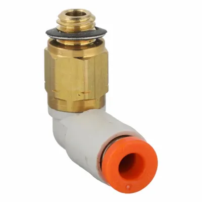 SMC KQ2L01-32A Push-to-Connect Elbow Fitting, Brass, White, #10-32 Thread - Polybutylene & Brass Tube Fittings