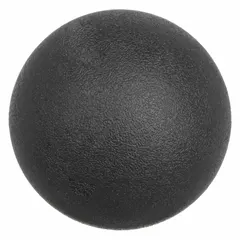 Plastic self-threading ball knob with 1.47 in diameter. Thread size 5/16 in, also accommodates 3/8 in, M10, and M8 threads. Used for manual adjustment and clamping on machinery, jigs, and fixtures.
