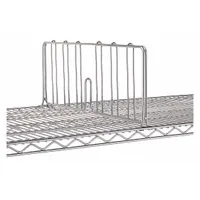 Steel ledge for wire shelving with a silver stainless steel finish. Measures 36 inches in length. Used to organize and separate items on wire shelving systems, preventing products from mixing or falling