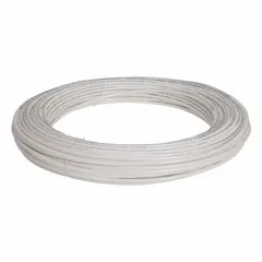 PEX Type B tubing for general plumbing applications, including hot and cold water supply lines, radiant heating systems, and hydronic distribution. The 1/2 in diameter white coil provides flexibility for long, continuous runs, reducing the need for fittings. Supplied in a 500 ft coil.