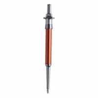 Single-channel pipettor with fixed volume D-tipper design for 10 µL transfers. Orange color. Suitable for liquid handling tasks such as sample preparation, reagent addition, and assay workflows in laboratory settings